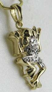   & White Gold Genuine Old Cut Diamond Frog Pendant   21 x 9mm  