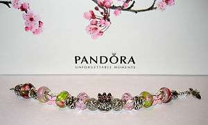 Authentic Pandora Bracelet Sweet Sixteen with 17 Beads & Charms w 