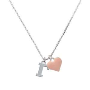  Greek Letter Gamma and Pink Heart Charm Necklace 