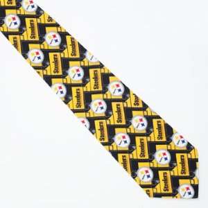  Pittsburgh Steelers Block Pattern Silk Neck Tie Sports 