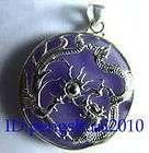 Lavender Jade Silver Dragon Phoenix Pendant & Necklace