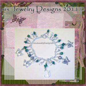   Birthstone Charm Bracelet Letter J Initial made w/ Swarovski Crystal