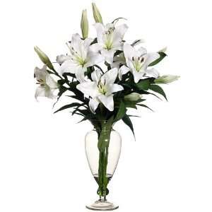 30 Stargazer Lily Silk Flower Arrangement  White 