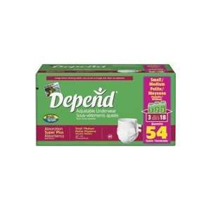  DEPEND ADJUSTABLE UNDERWEAR, SMALL/MEDIUM 18/PACK Health 