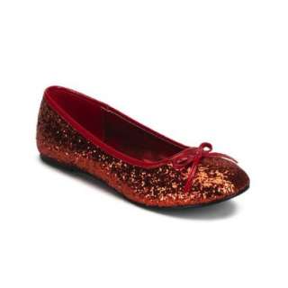   : Womens Cute Ballet Flat Shoes RUBY SLIPPERS Red Glitter Bow: Shoes