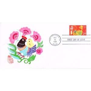   Rooster First Day Cover Cachet by Handmade Paper Cut: Office Products