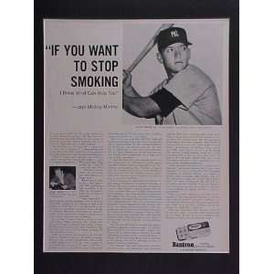 Mickey Mantle New York Yankees 1958 Bantron Advertisement Bulletin 14 