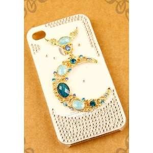 3d Ancient Myth Blue Moon Bling Rhinestone Case Cover for Apple Iphone 