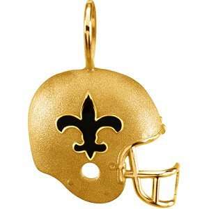   00 14K Yellow Gold New Orleans Saints Helmet Pendant W/Enamel: Jewelry