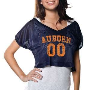   Navy Blue Cropped V Neck Jersey Top (X Large): Sports & Outdoors