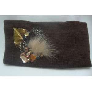  NEW Brown Leaf Bejeweled Winter Headband, Limited. Beauty