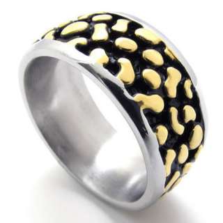 Mens Gold Silver Stainless Steel Ring US Size 8,9,10,11,12,13 