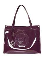 ARMANI JEANS   EMBOSSED LOGO PATENT TOTE
