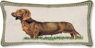 Oblong Dachshund Decorative Needlepoint Dog Pillow  