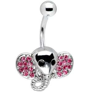  Pink Gem Elephant Belly Ring: Jewelry
