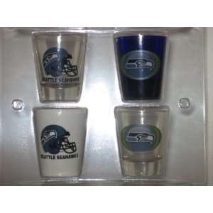 SEATTLE SEAHAWKS 4 Piece Collector SHOT GLASS SET  Sports 