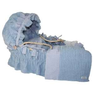  Blue Chenille and Blue Gingham Moses Basket