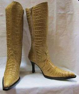 WOMENS ALIGATOR CROCODILE POINTY BOOTS SHOES DOLCE  