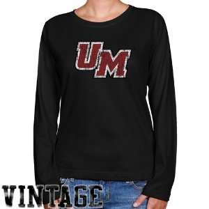  NCAA UMass Minutemen Ladies Black Distressed Logo Vintage 