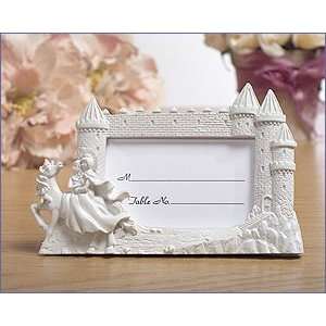  White Place Card Frame Castle With Knight In Armor Design 