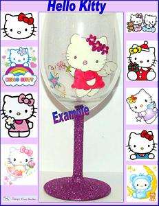   Painted HELLO KITTY Glass Wine, Champagne, Cocktail, Shot, Beer etc