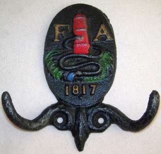 1817 Philadelphia Fire Mark Cast Iron Volunteer Emblem Fireplug 