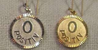 Sterling Silver O+ Blood Type Charm, two styles NIB  