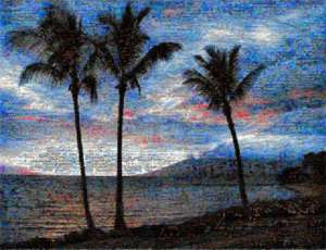 Maui Sunset Photo Mosaic Collage Surfing & Hawaii  