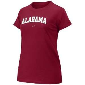  Nike Alabama Crimson Tide Ladies Crimson Arch Crew T shirt 