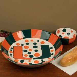    Miami Hurricanes 2 Piece Chips & Dip Bowl Set: Sports & Outdoors