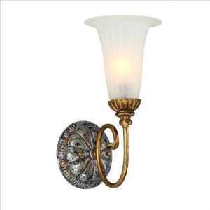   Wall Sconce in Renaissance Gold & Sliver Leaf with Antique White glass