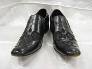 Fiesso New Black Leather w/ Canvas Design Shoes FI 8055  
