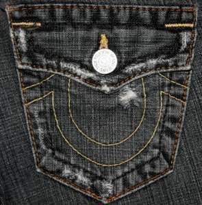 TRUE Jeans RELIGION Twisted JOEY Black/Grey DESTROYED Slim Flare 25 x 