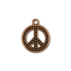   Antique Copper Plated Beaded Peace Sign Charm: Arts, Crafts & Sewing