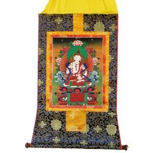 Manjushri Tibetan Buddhist Handmade Brocade Thangka:  Home 