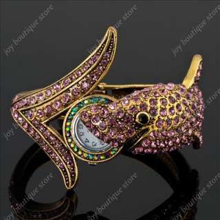 Purple rhinestone Swarovski crystal Shark jewelry fashion Wrist watch 