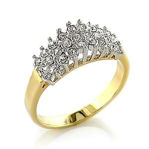  GOLD CZ RING   Two Tone Cluster CZ Ring Jewelry