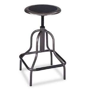   Backless Industrial Stool, High Base, Black Leather Seat Electronics