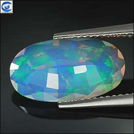 70ct  Faceted Oval  Natural  VVS  Lustrous Multicolor Opal  