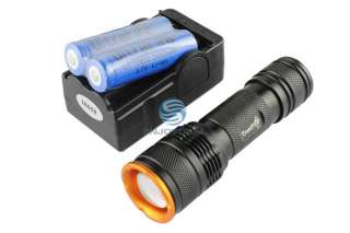   XML XM L T6 LED Zoom/ in&Out Flashlight Torch lamp+2*battery+Charger