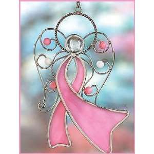  Stained Glass Pink Ribbon Angel