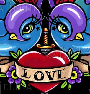 Rainbow Swallow Heart Tattoo Signed Print Eternal Love  
