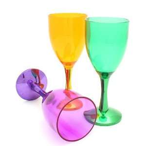   Mardi Gras Plastic Metallic Wine Glasses 3 piece pack 