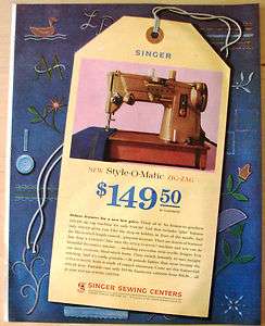 Singer Style O Matic Zig Zag Sewing Machine 1961 Ad  