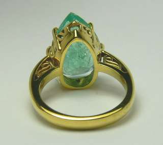 0cts Sublime Pear Shaped Colombian Emerald Solitaire Ring 14k 
