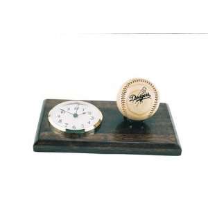  Los Angeles Dodgers Wood Baseball Desk Set with Clock 