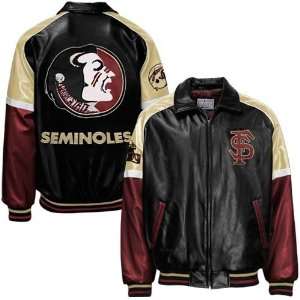   Florida State Seminoles (FSU) Black Pleather Varsity Jacket Sports