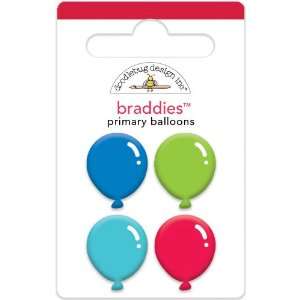  Birthday Celebration Braddies Brads 4/Pkg Balloons/Primary 