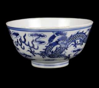 UNUSUAL ANTIQUE CHINESE MING STYLE DRAGON BOWL SIX CHARACTER MARK 18 
