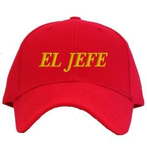 El Jefe Embroidered Baseball Cap   Red